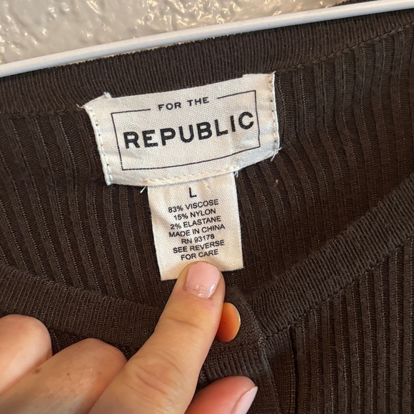 For the republic deep olive green  Ribbed Button-Down Top - Picture 3 of 4